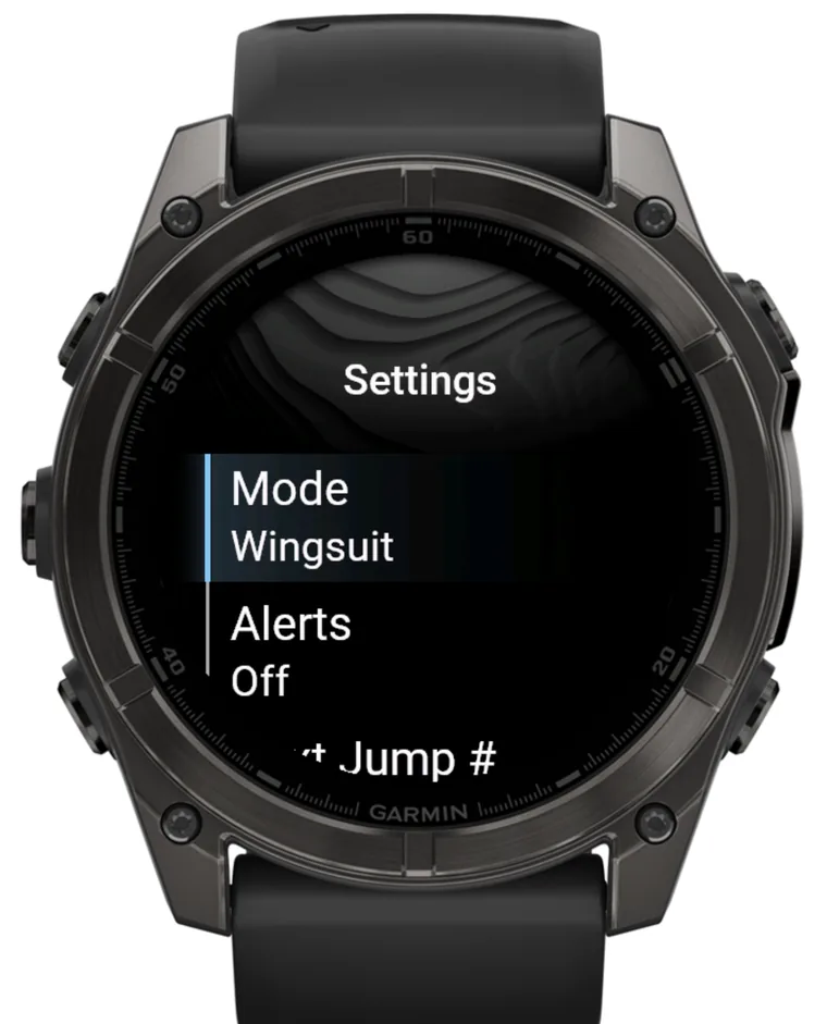 Settings with wingsuit mode